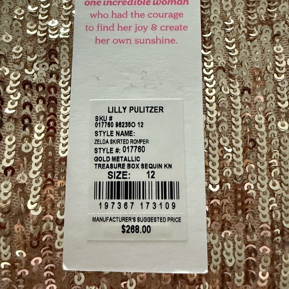 Lilly Pulitzer Gold Long Sleeve Dress Zelda romper dress holiday  dress sz 12 - Picture 6 of 9